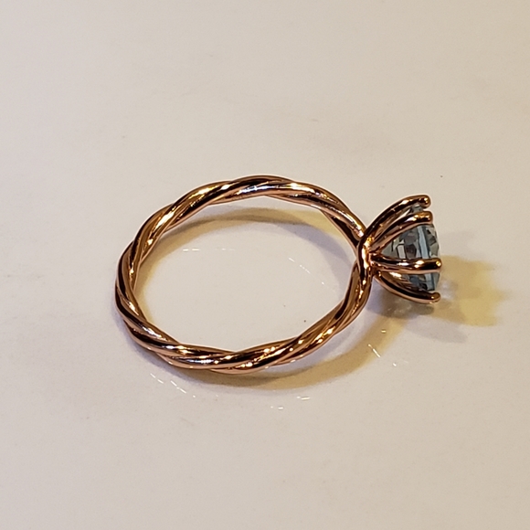 7&8, Topaz Ring, 1.3 ct 18K Rose Gold 925 Silver,  Genuine Blue Topaz. - Picture 8 of 15